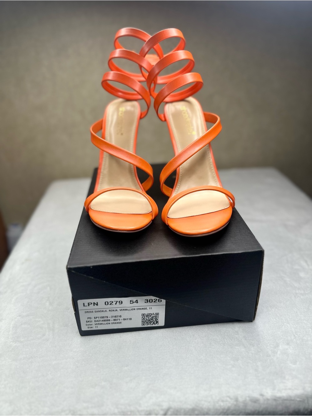 Shoe Dazzle Orange Spiral-Strap Heeled Sandals - Picture 14 of 16